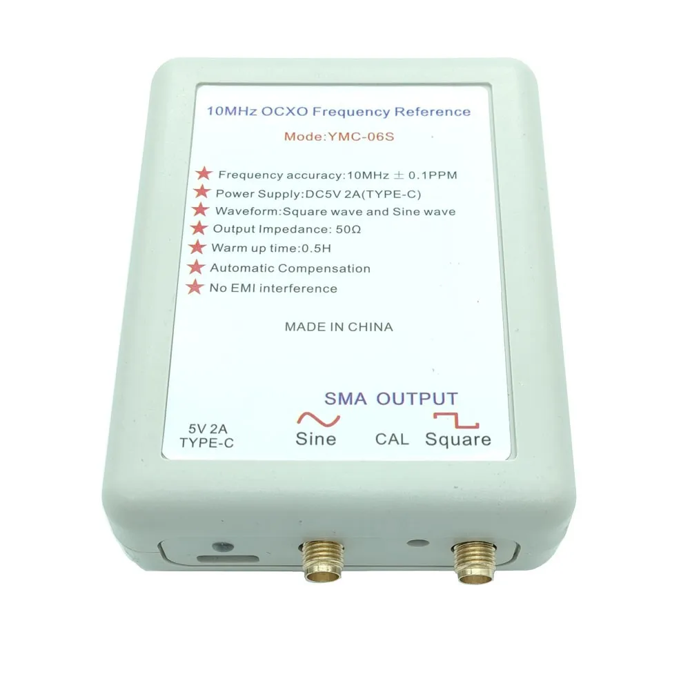 

Wishcolor YMC-06S 10MHz High Precision OCXO Frequency Reference Square Wave and Sine Wave 2-Channel Output USB Power Supply