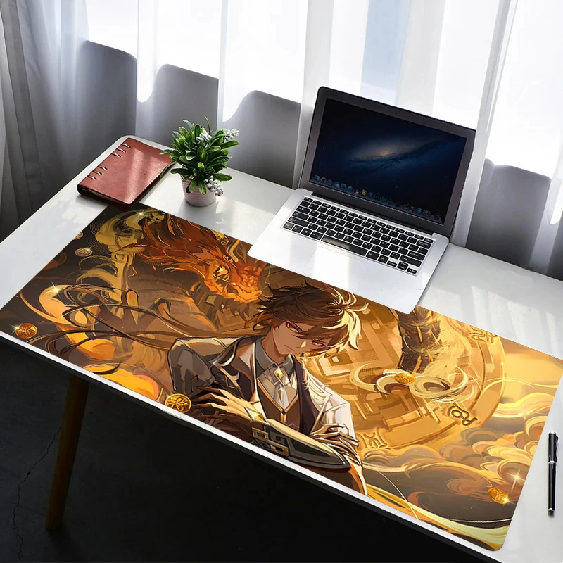 

Mouse Pad Laptop Non Slip Extended Desktop Mouse Mat PC Rubber Keyboard Pad Gaming Accessories G-genshin Impact Zhongli Mousepad