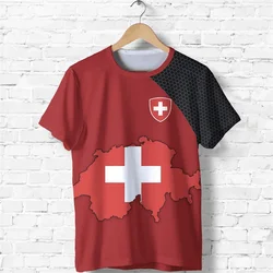 Outdoor Casual Sportswear Tshirts For Men Clothing Switzerland National Emblem Flag 3d Print Cool T-Shirt Gym Tops O Neck Tees