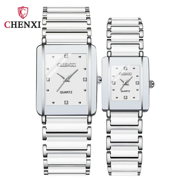 CHENXI 104A Coppia Orologi al quarzo Uomo Donna Nero Bianco Ceramica Orologio da polso di lusso Orologio da donna maschile Amante Regalo Relogio Masculino