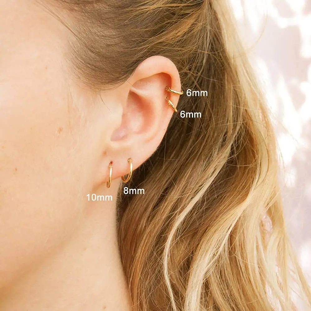 Surgical Stainless Steel Small Hoop Earrings for Women Men 1.6mm Tube Huggie Earrings Cartilage Helix Lobes Earrings Nose Rings