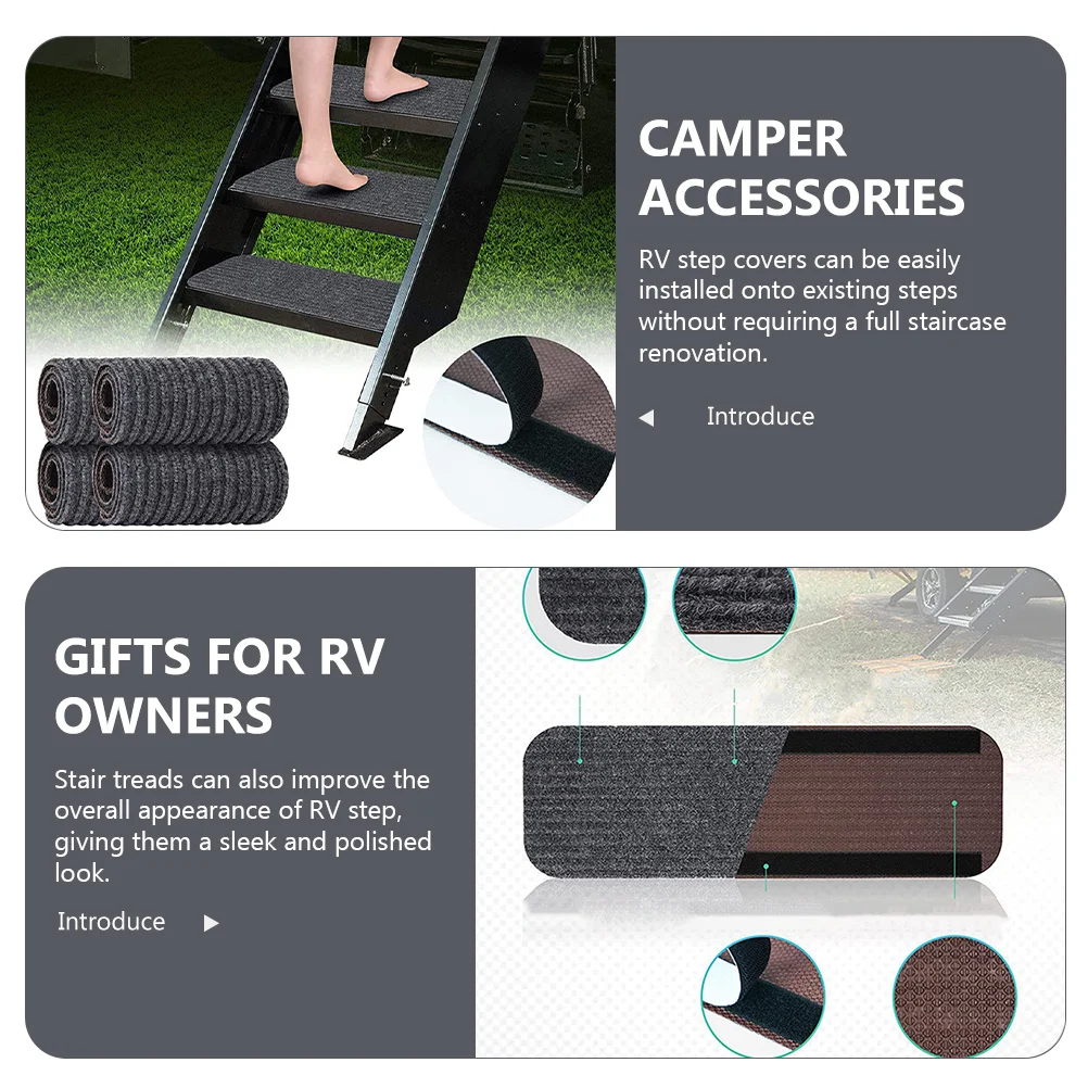 4 Stück Treppenstufen Polyester schützen Rv Stufenabdeckungen Anti-Rutsch-Camper-Zubehör Reiseanhänger Treppenabdeckungen Rv Teppich