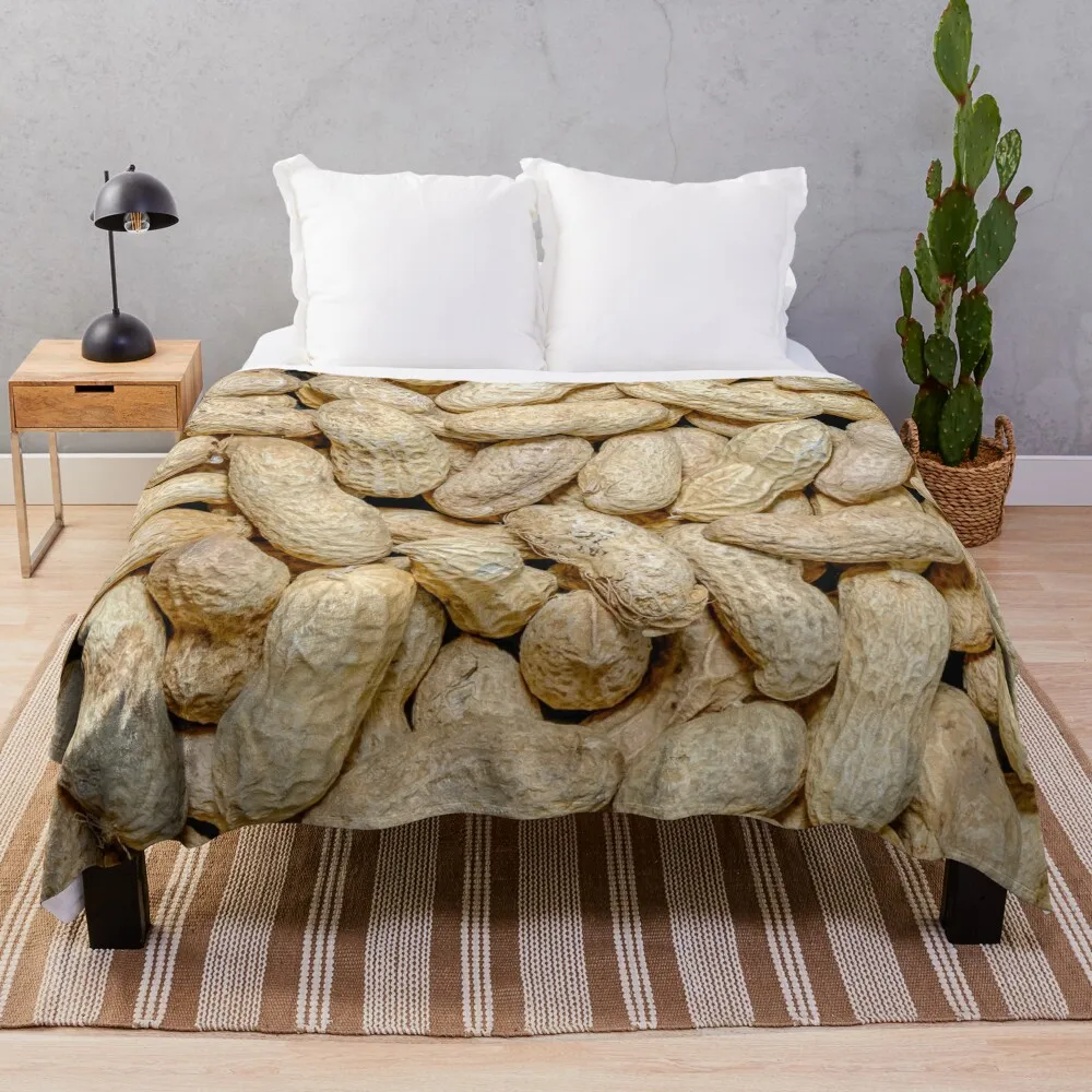 

Salted Raw Peanuts In Shells Food Photo Pattern Throw Blanket Luxury Brand Stuffeds Soft Big For Sofa Thin Blankets