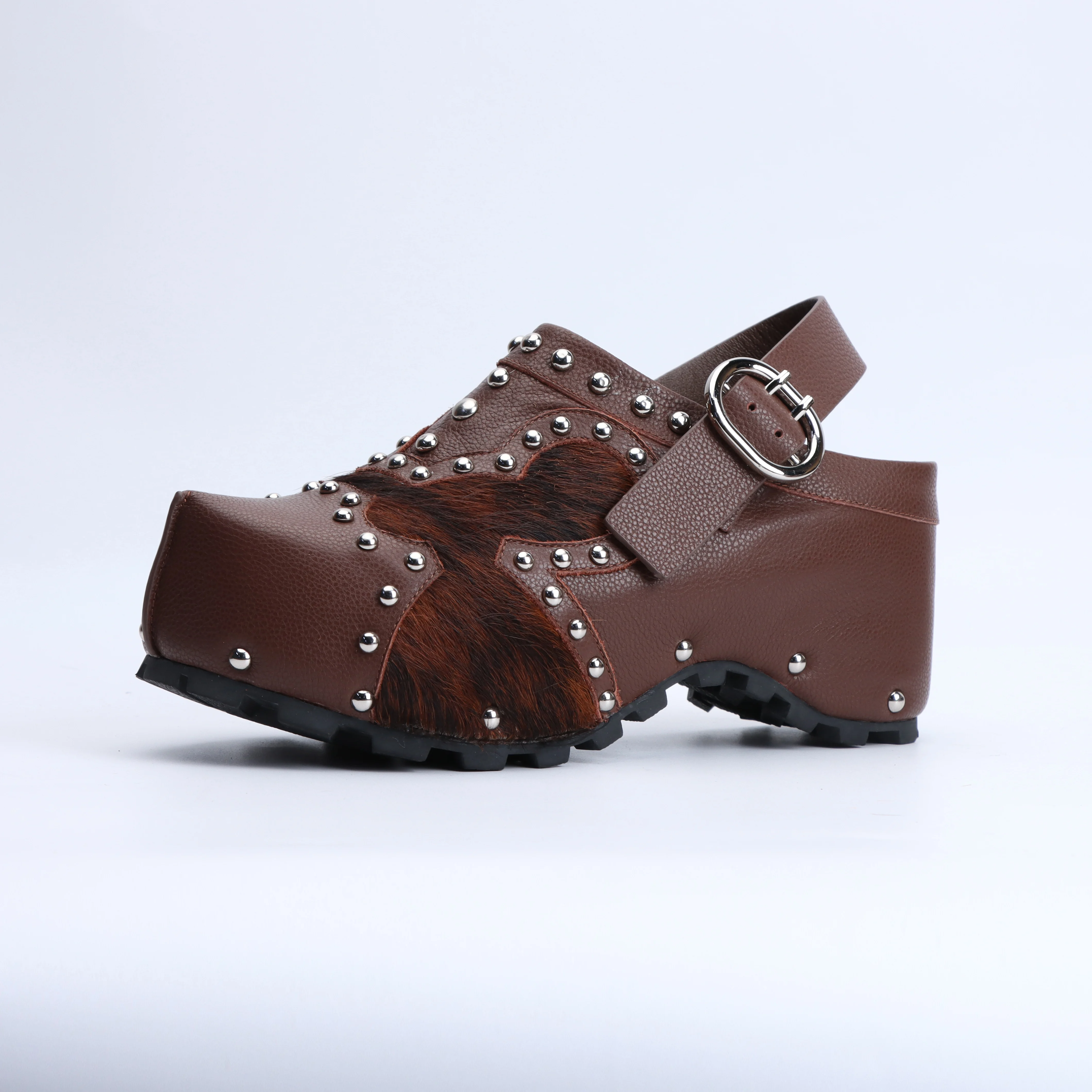 Luxury Designer Mule Sandals for Women,Handmade Lambskin&Cowhide Fur,Rubber Sole,Latex Insole,Adjustable Zipper,Trendy Summer