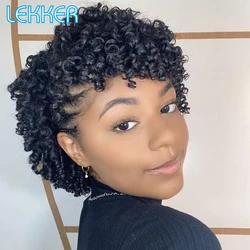 Lekker Short Pixie Cut Human Hair Wigs Afro Kinky Curly Bob 13x6x1 Lace Front Wig For Women Glueless Brazilian Remy Hair Wigs