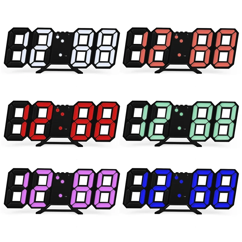 Led Wall Clock Digital Alarm Clocks Wall Hanging 3 Levels Brightness Time Date Temperature Display Electronic Clocks Wall