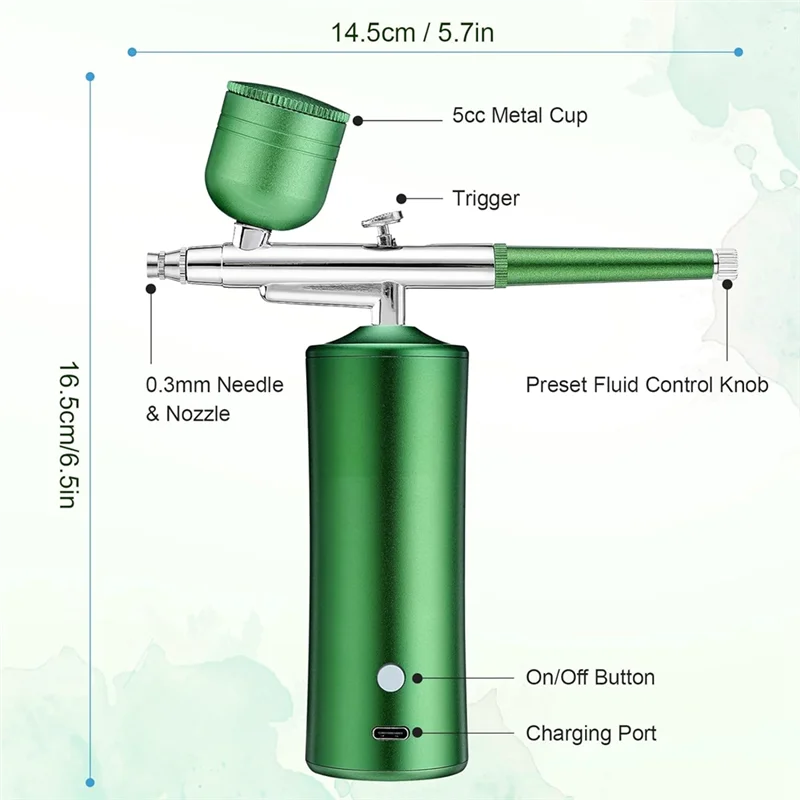 مجموعة A94E-Airbrush مع ضاغط، مسدس هواء غير قابل للانسداد مع فوهة 0.3 مم ومجموعة فرشاة تنظيف للمكياج، فن الأظافر