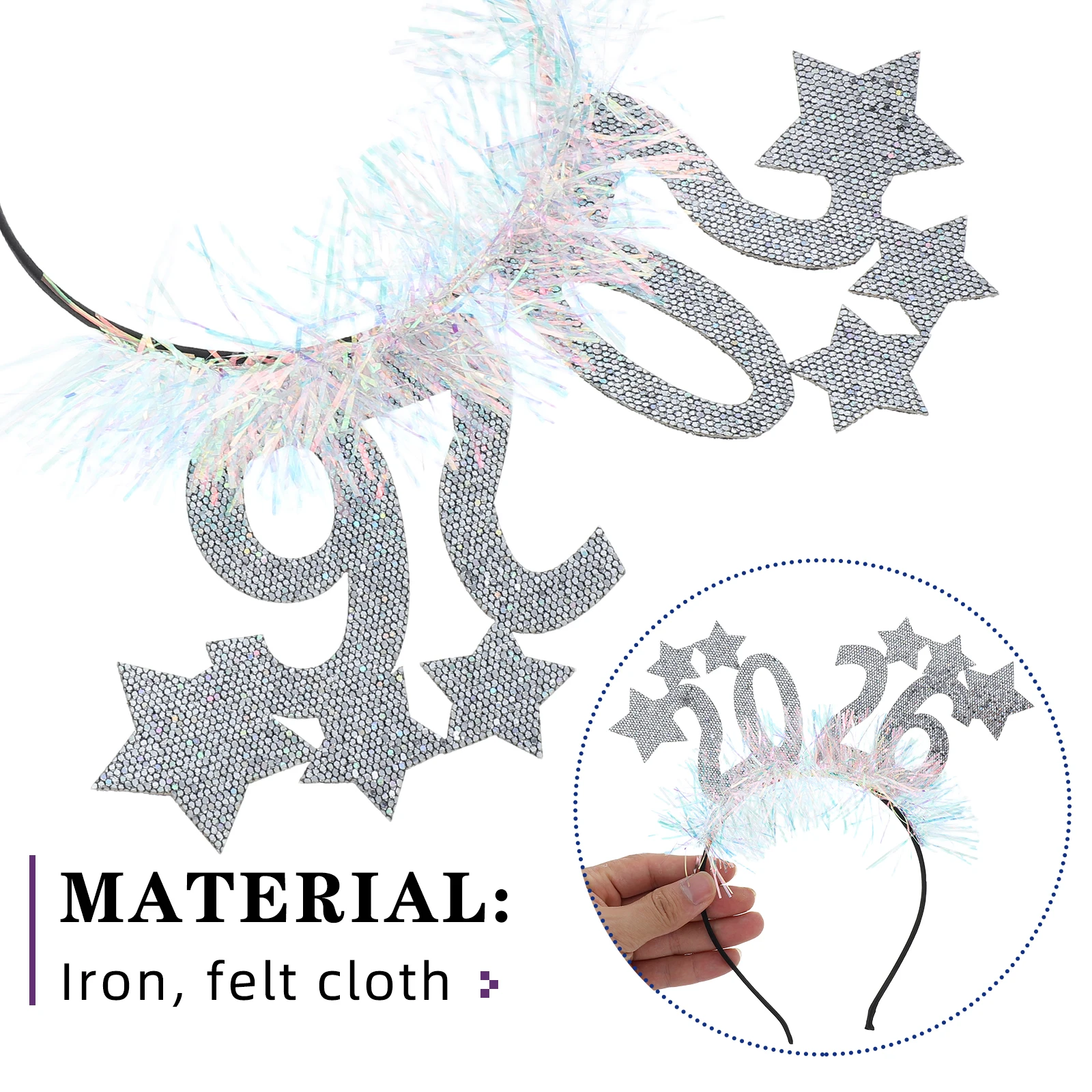 2 pezzi 2026 stella fascia glitter festa cerchio per capelli capodanno accessori per bambini adulti vacanza fascia stella accessori per capelli