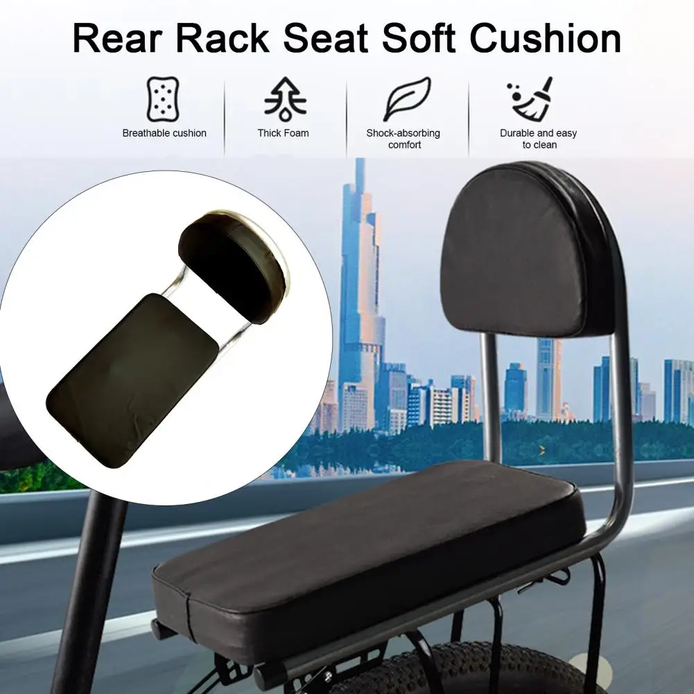 Bicycle Rear Back Seat Cushion With Backrest Waterproof Simple Installation Universal Soft Thick Sponge Seat Cushion Riding Bike