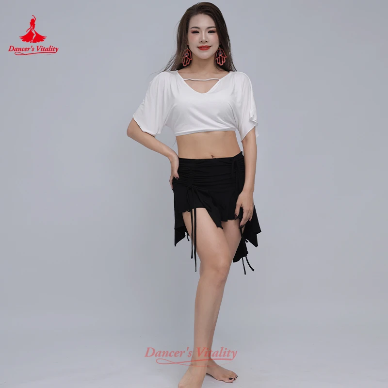 Buikdanseres Oefenkleding Dames Losse top met korte mouwen + sexy korte rok 2 stuks Volwassen Oosterse danstrainingskleding