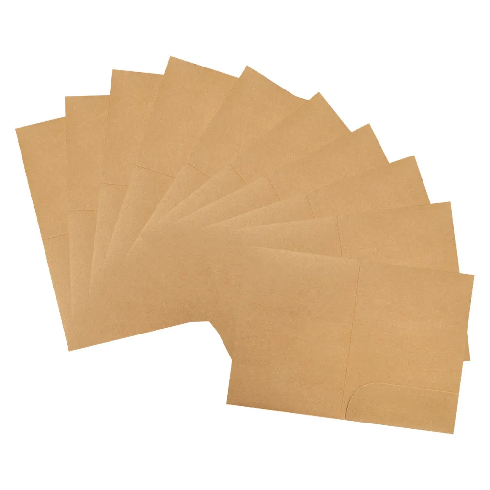 

10Pcs File Folder Kraft Paper Bifold Document Holder A4 Single Pocket Presentation Folder Office Use Kraft Paper Folders