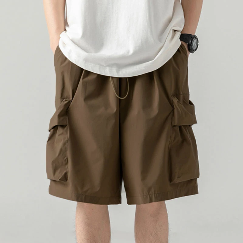 INCERUN 男性ショーツ無地巾着ジョガーカジュアル男性ボトムスストリート 2025 ルーズポケットファッション男性ショーツ S-5XL