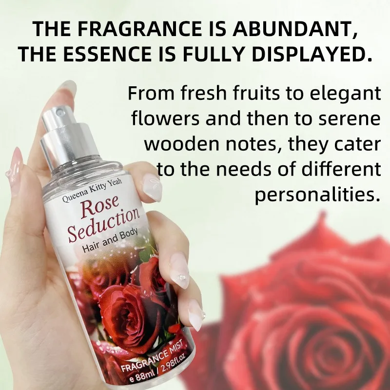 Body Hair Fragrance Mist Long Lasting Fresh Natural Elegant Floral Scent Spray Women Perfume Rosemary Coconut Rose Premium