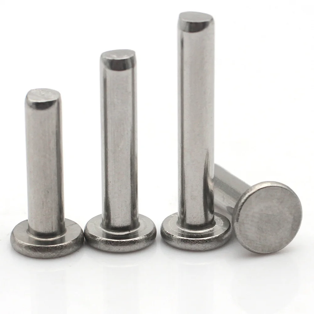5-30pcs 304 Stainless Steel Solid Flat Head Rivets Knock Type Plain Cap Rivet M2 M2.5 M3 M4 M5 M6 M8 Metal Fasteners 3mm-60mm