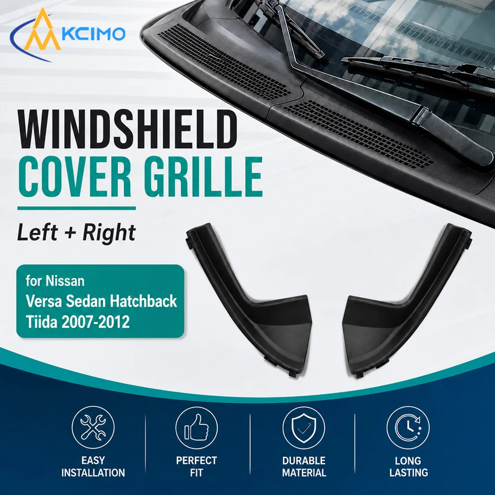For Nissan Versa Tiida 2007‑2012 Sedan & Hatchback 2Pcs Windshield Cowl Side Grille Cover Wiper Cowl Vent Protector Parts