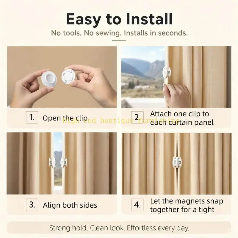 L9NB Curtain Magnets Curtain Joiners, 12pc ABS Set for Sheer Window Drapes