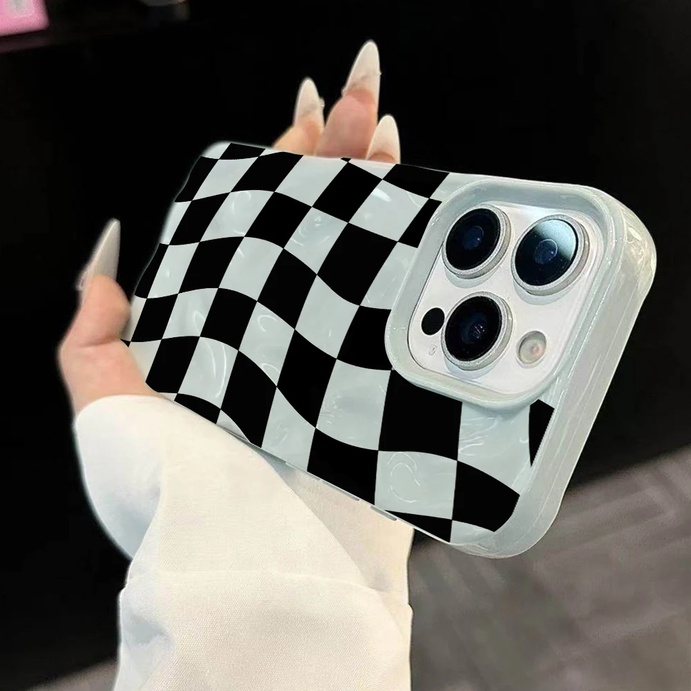 Kreatives Karodesign Koreanische Handyhülle für iPhone 17 16 15 14 13 12 11 Pro Max 14 Plus 17Air Falten-Wellen Weiche Silikonhülle – Detail 1