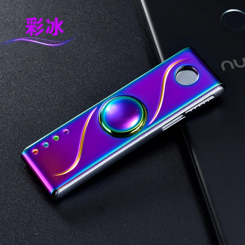 Colorful Light LED Fidget Spinner Lighter, Rechargeable Windproof Electronic Cigarette Lighter, Gift for Boyfriend