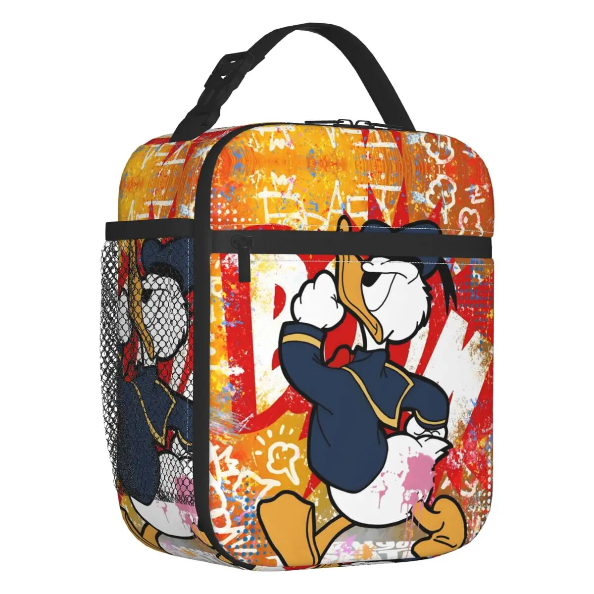 

Custom Donald Duck Funny Thermal Insulated Lunch Bag Anime Cartoon Resuable Lunch Tote for Kids School Children Storage Food Box