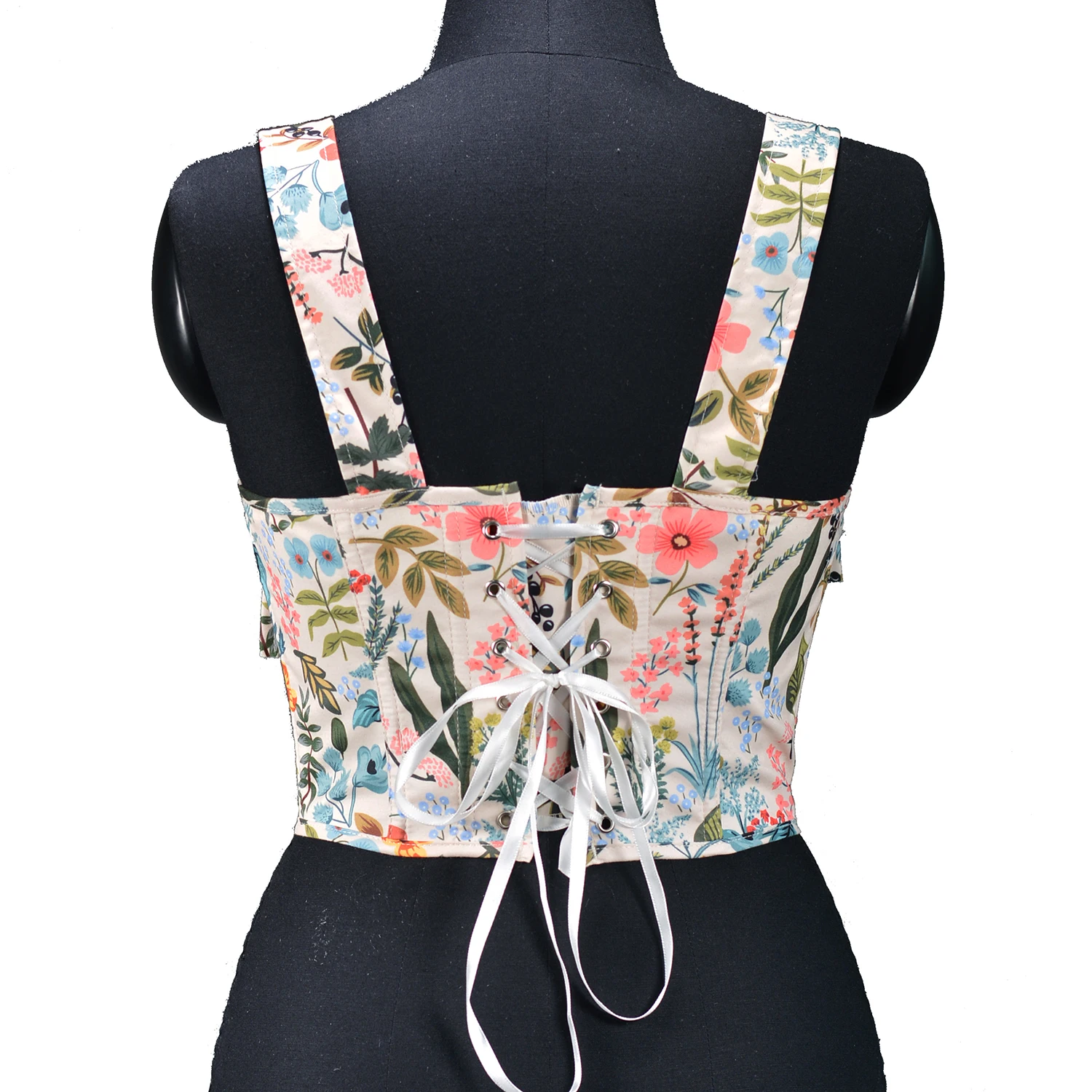 Women Clothing Going Out Cropped Top Lace Up Floral Print Vest Tank Women Corset