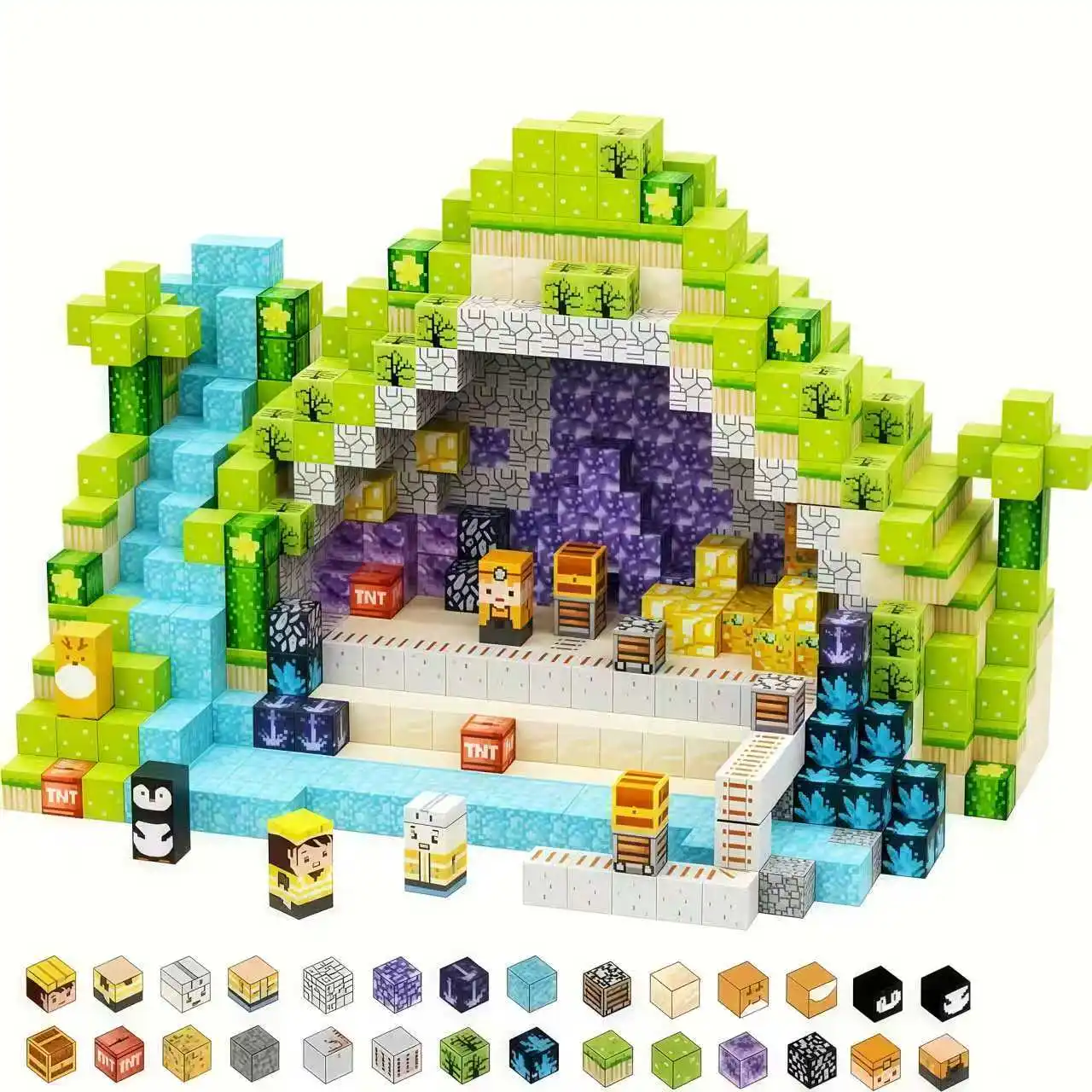 

150Pcs Magnetic Building Blocks Set Forest Miner Theme 3-10 Years STEM Stacking Blocks Educational Toy Boys Girls Birthday Gift