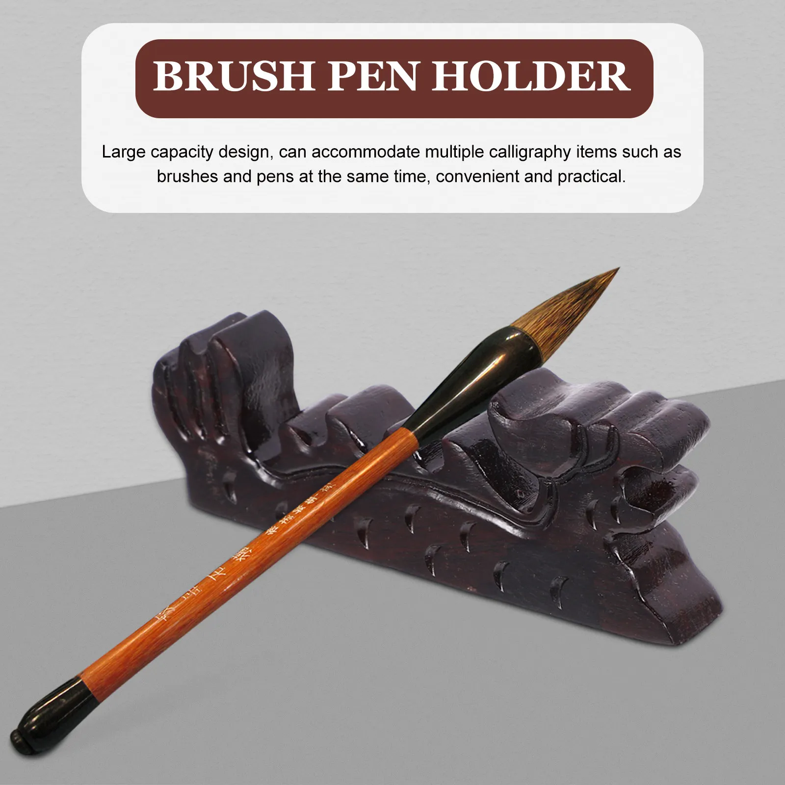 Wooden Calligraphy Brush Pen Holder Handcrafted Solid Wood Brush Stand for Ink Pens Sumi Writing Brushes Chinese Calligraphy
