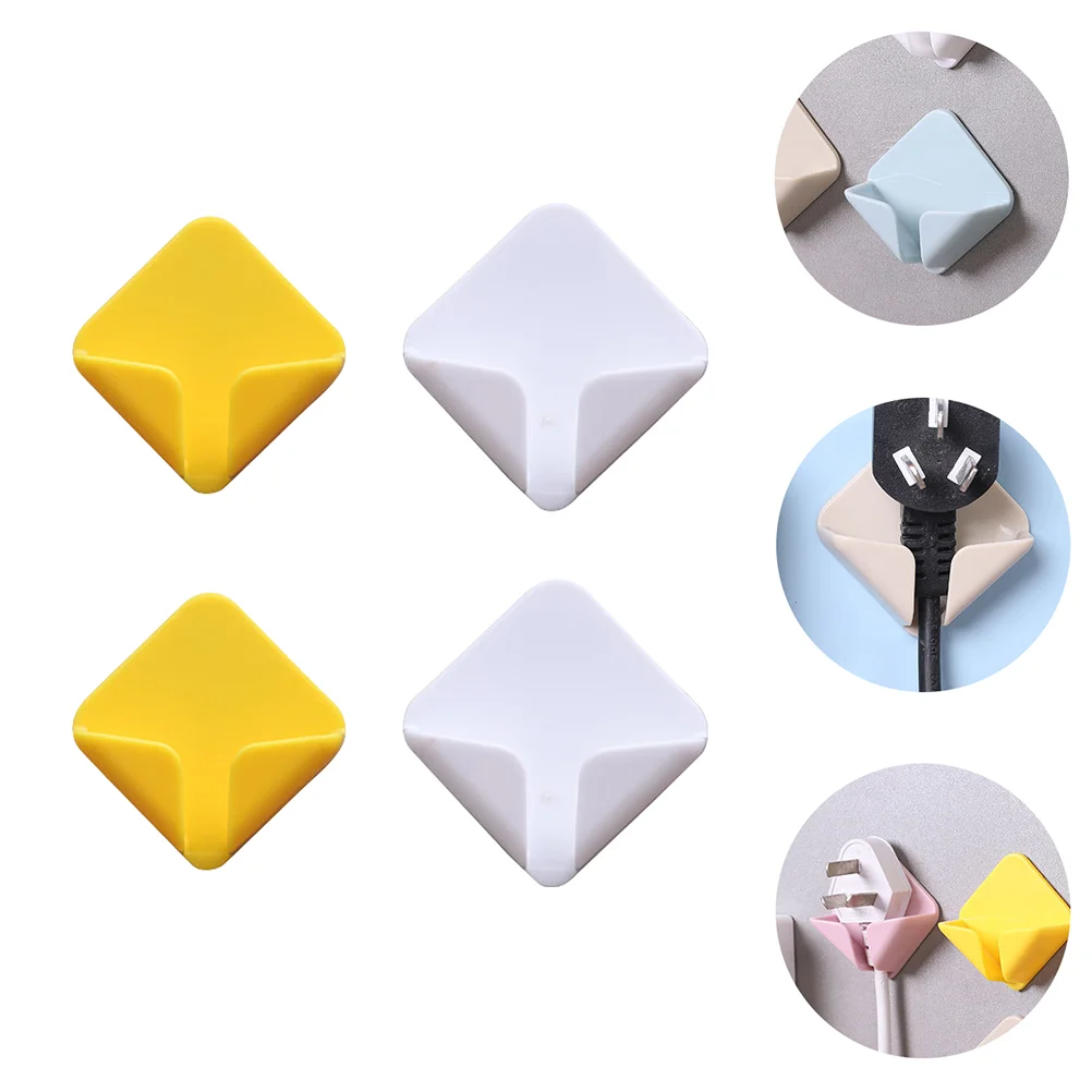 

2 Pairs Clothes Hanging Rack Plug Bracket Adhesive Wall Holders Power Mini Controller Storage Hooks Racks