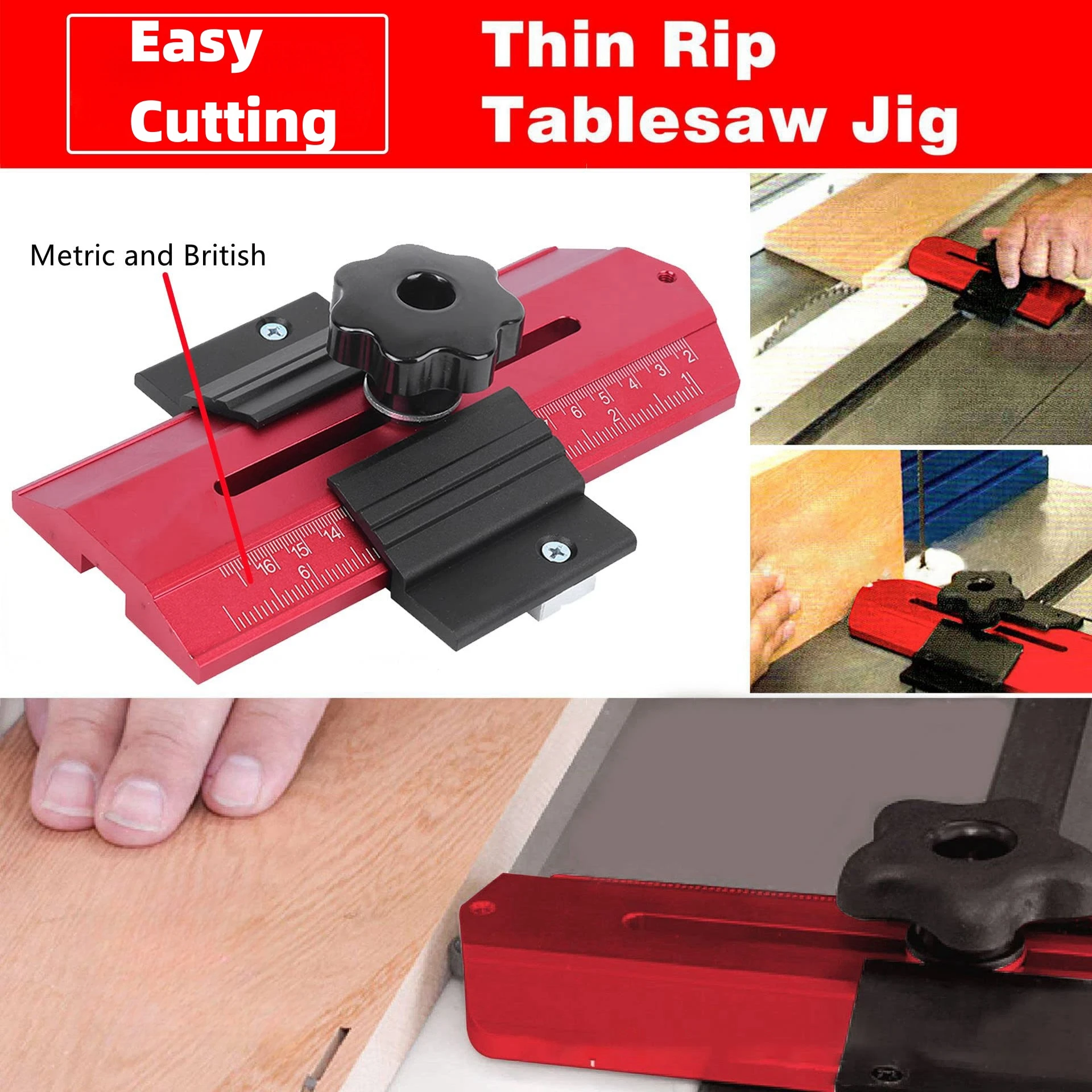 

Thin Rip Tablesaw Jig Sheet Cutting Locking Block Sheet Cutting Locator Making Repetitive Narrow Strip Cuts on Table Saws Miter