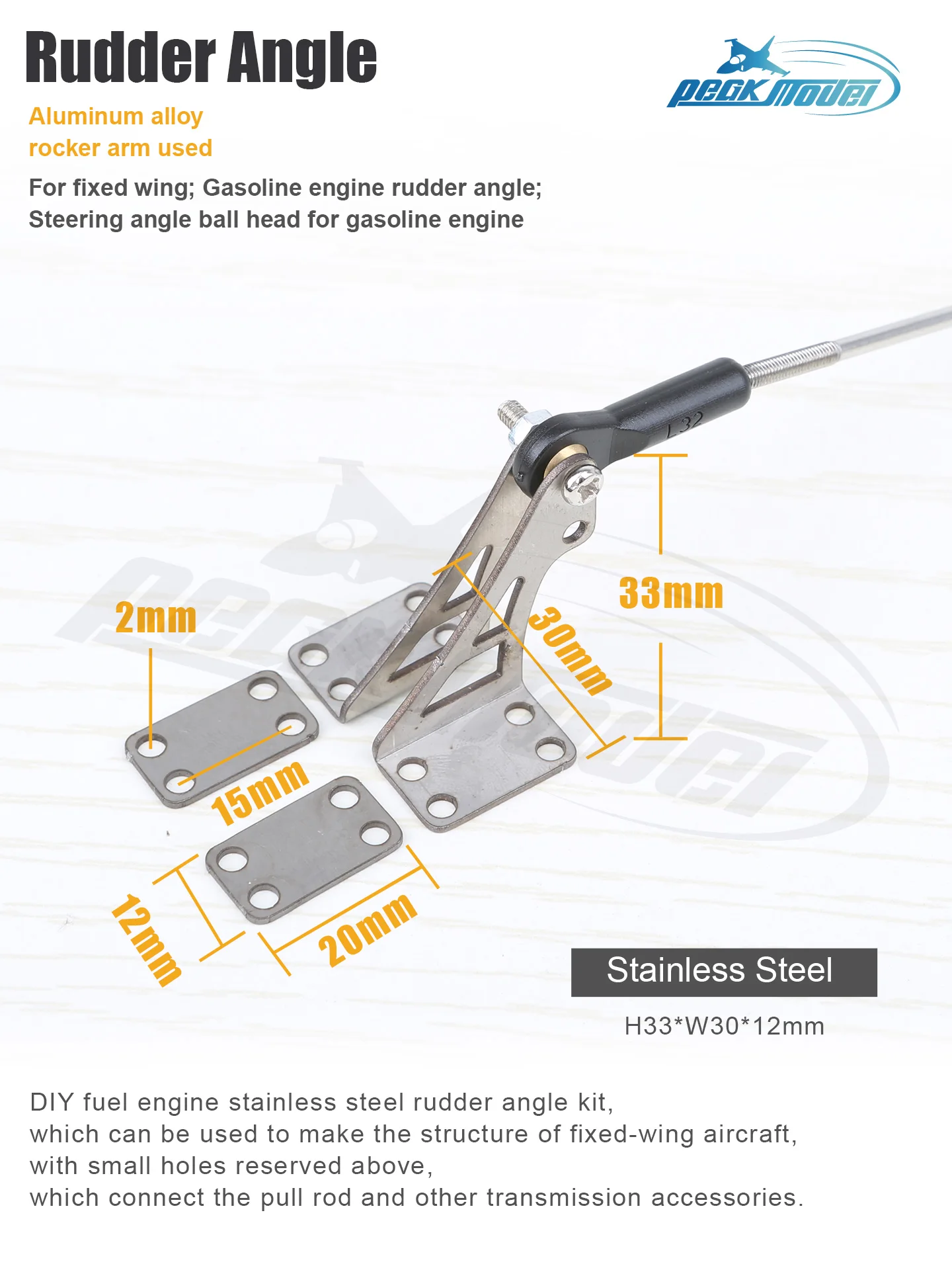 Klaxon de commande en acier inoxydable pour avion à voilure fixe RC avec lien à bille M3