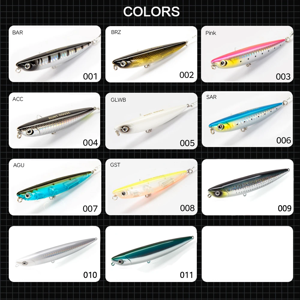 Hunthouse D02 Sparrow Pencil Surface Fishing Lure Topwater Stickbaits 90/120mm 11.5/26g Top Walkers pesca For Bass Tackle LW519