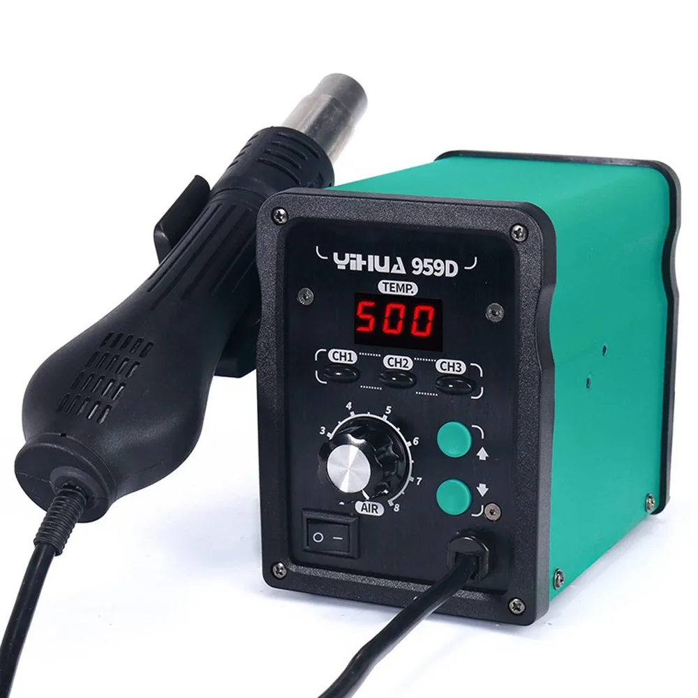 YIHUA 959D 220V 650W Hot Air Gun Digital Soldering Station Desoldering Station Iron Tool Solder Welding + 3 Air nozzles