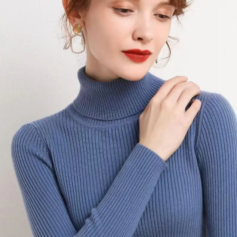Gestrickte Roll kragen pullover Frauen pullover weiche warme Kaschmir pullover grundlegende feste Pullover für Frau Herbst Winter Bottom ing Top