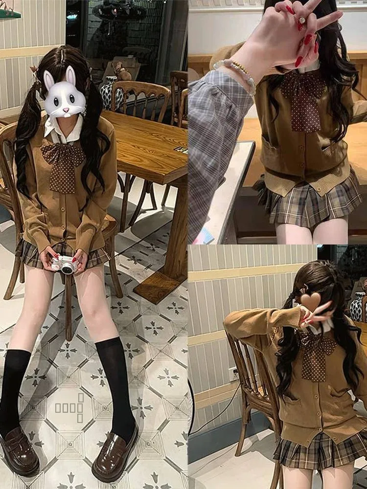 

Оригинальный японский вязаный длинный све Jk orm Set, школьный мягкий свитер для девочек, женский модный осенне-зимний наряд Ense...