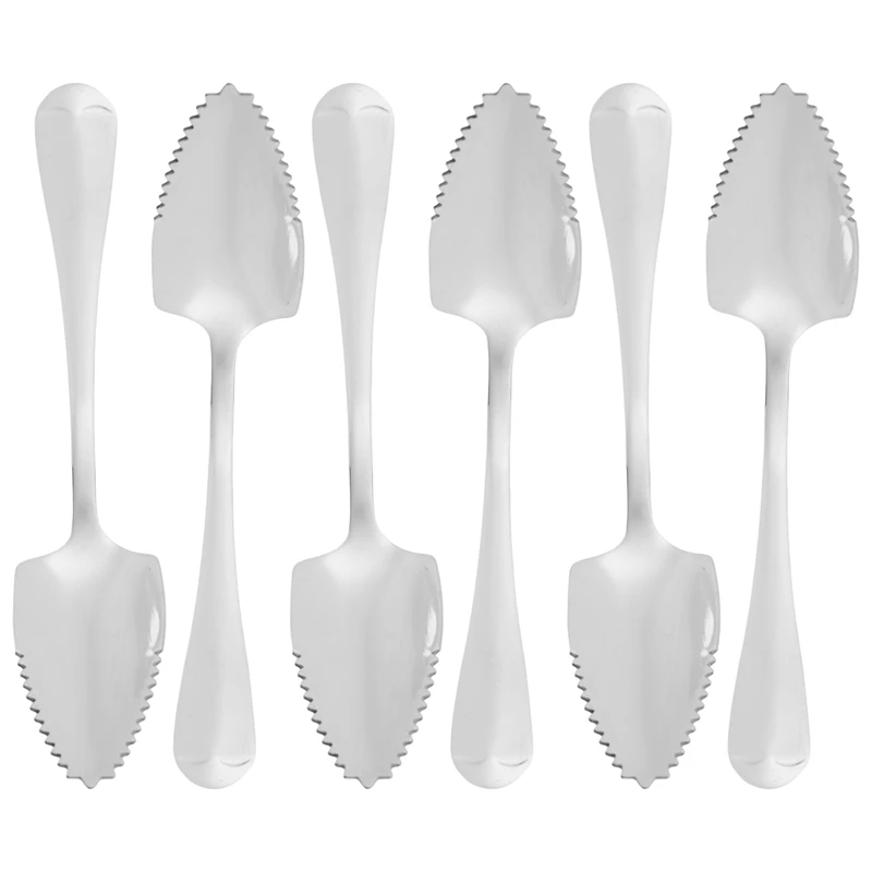 6-Piece Set Of Food Grade Stainless Steel Dessert Spoon Serrated Grapefruit Tableware Tools