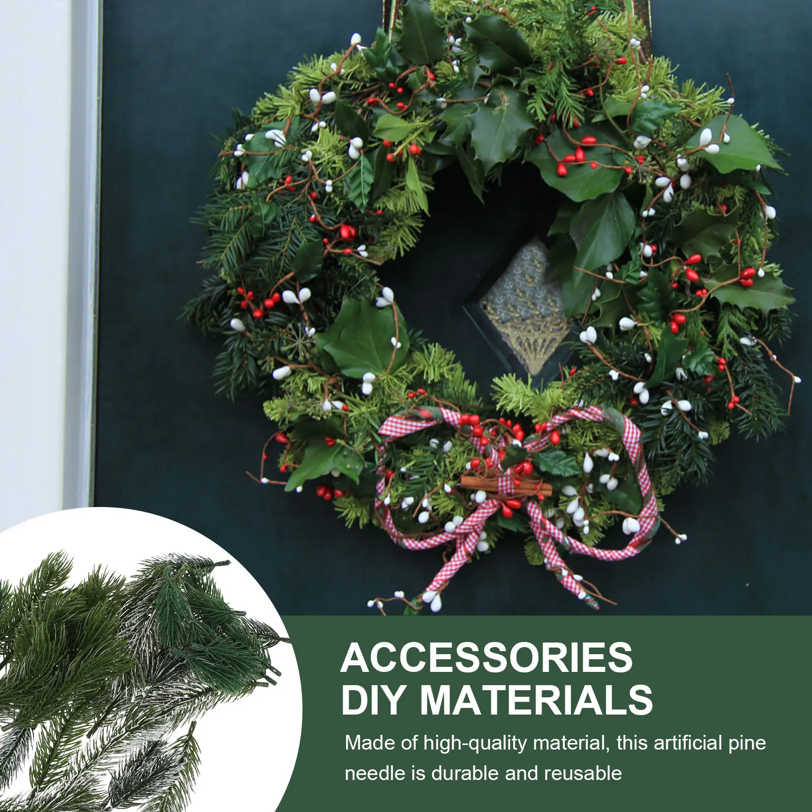 

40 pcs Plastic Pine Needles Decor Artificial Christmas Tree Ornaments For Home Party Xmas Festival Wreath Supplies