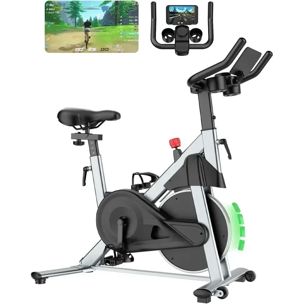 Silent 32-Level Magnetic Resistance Exercise Bike - 300 lbs Capacity with LCD, Cup Holder, and Pad Mount for Home Gym