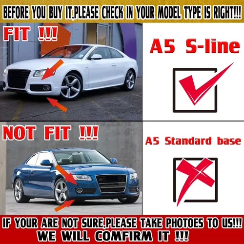 Imagen 2 del producto Parachoques delantero de coche, luz antiniebla, cubierta de rejilla, panal de malla, para Audi A5, s-line, S5, B8, RS5, 2008, 2009, 2010- 2012, color negro brillante