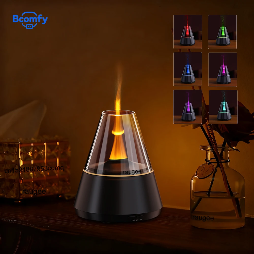 

Air Humidifier USB Mini Aroma Diffuser Flame Essential Oil Diffuser Home Room Mute Automatic Fragrance Diffuser with Night Light