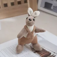 Cute Kangaroo Plush Key Ring Australian Kangaroo Animal Keychain Creative School Bag Charm Pendant For Girls Gifts
