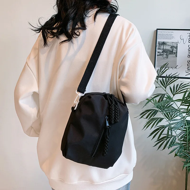 New Japanese Chest Bag for Women Fresh Casual Nylon Canvas Forest Style Cute Double-sided Crossbody Bag Transparent Versatile