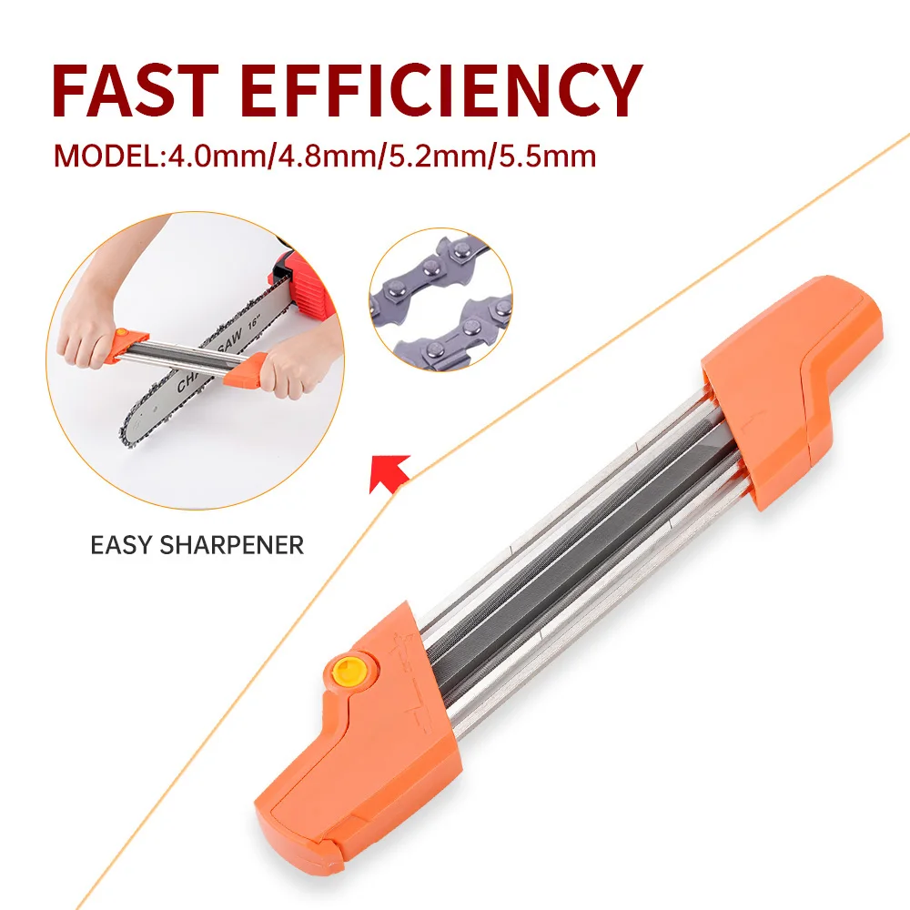 

2 in 1 Easy File Chainsaw Chain Sharpener Whetstone Kit 3/8" 4.0/4.8/5.2/5.5mm Saw Fast Sharpening Tool Metal File Replacement