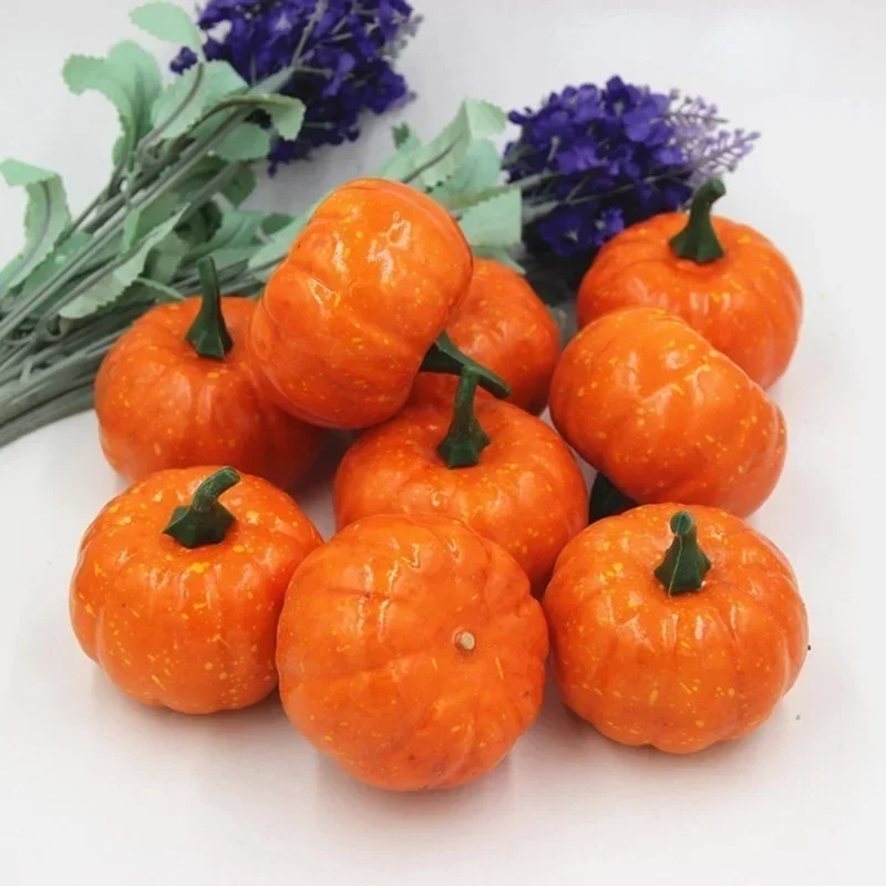 5Pcs Mini Artificial Foam Pumpkins Halloween Decor Realistic Fake Fruit Vegetable Cabinet Display Photography Learning Props - view 2