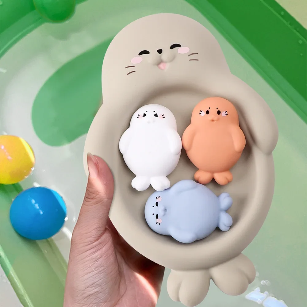 새로운 여름 아기 목욕 장난감 동물 목욕 장난감 떠다니는 하마 물개 스트레스 해소 수영 놀이 물놀이 목욕 장난감 (어린이용)