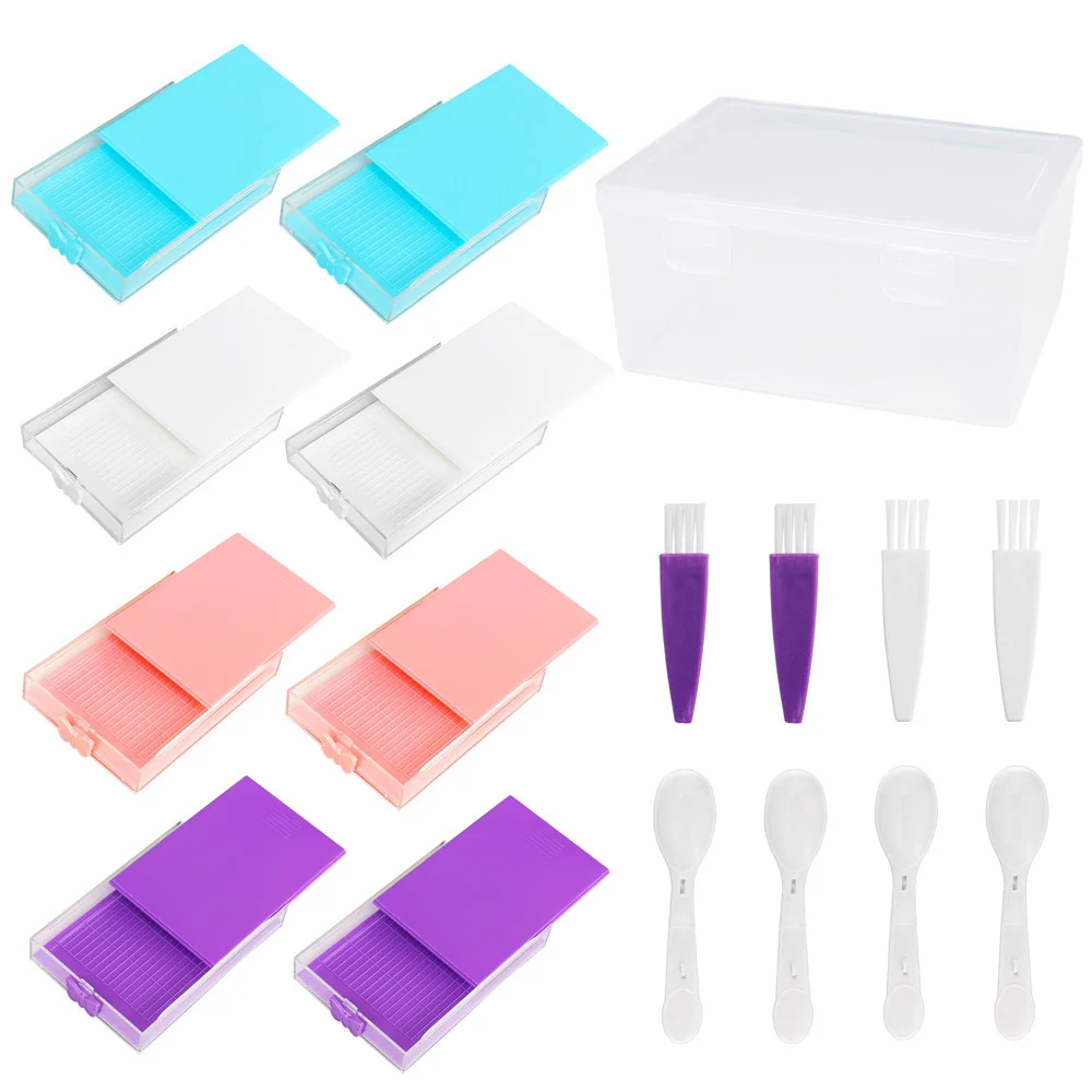 

8pcs Diamond Painting Trays with Storage Box Point Drill Plate Funnel Tray DIY Diamond Embroidery Accessories Tool Set