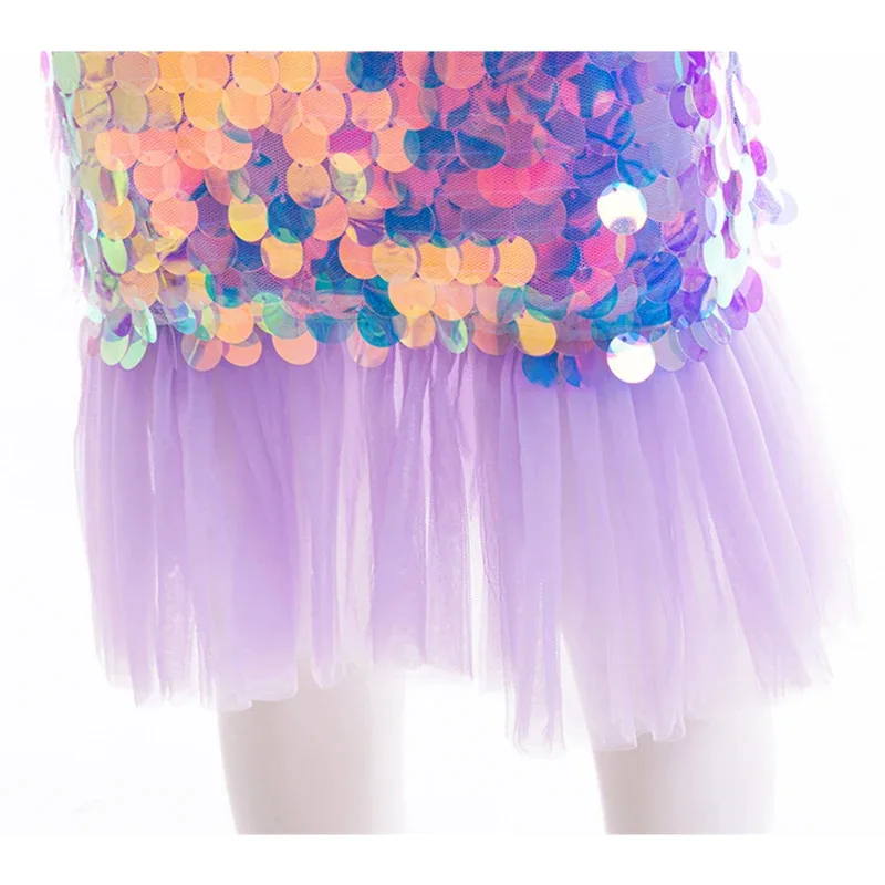 فتاة حورية البحر تأثيري فستان تحت شخصيات البحر زي الفتيات بلا أكمام الترتر قطعتين الكرة ثوب كرنفال ملابس الحفلات