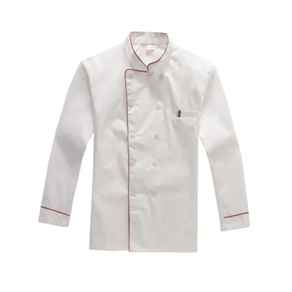 Unisex chef-kok uniform lange mouw double-breasted heren chef-kok jas L