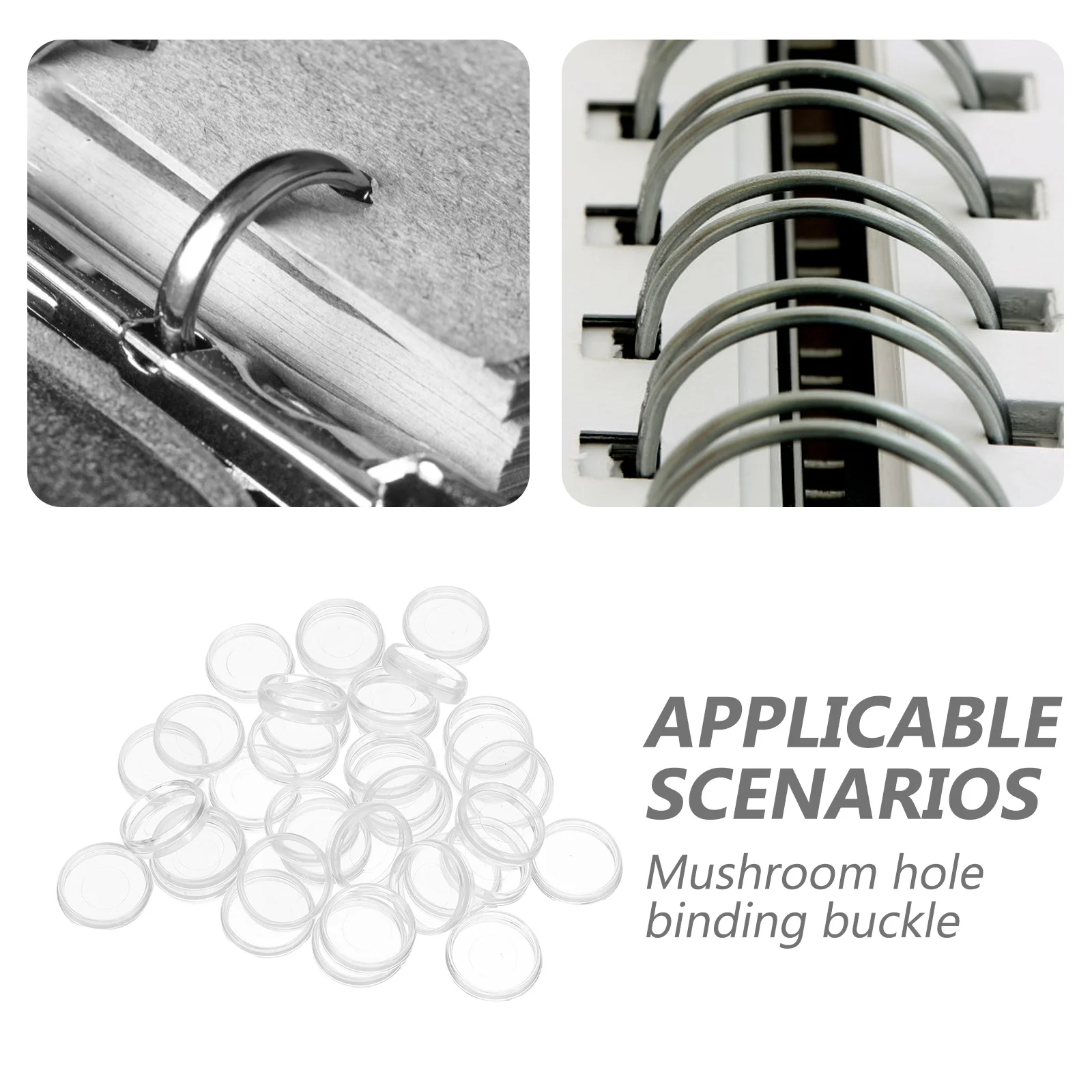 100Pcs Plastic Loose Leaf Binder Rings Transparent Detachable Binding Clips Office Document Organizer Notebook Accessories Book
