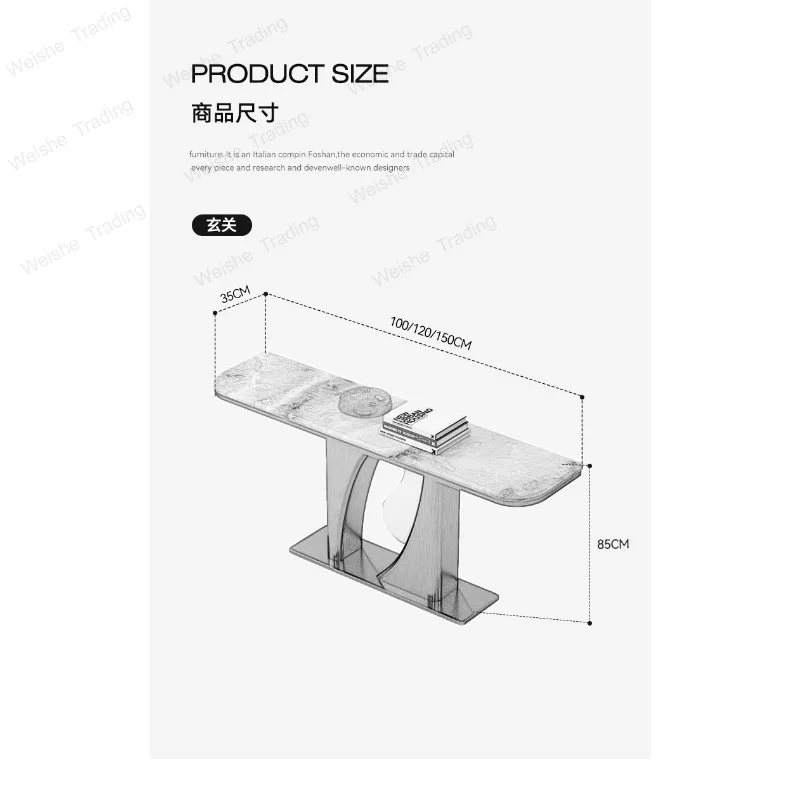 Entry is opposite the door, entrance table, corridor, aisle storage, entrance platform, natural luxury stone, end view platform