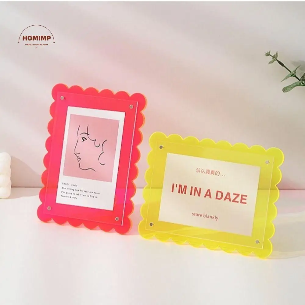 

DIY 7-inch Picture Frames Acrylic Stand Clear Photos Decorative Rack Wave Patterned Colored Photocard Holder for Home