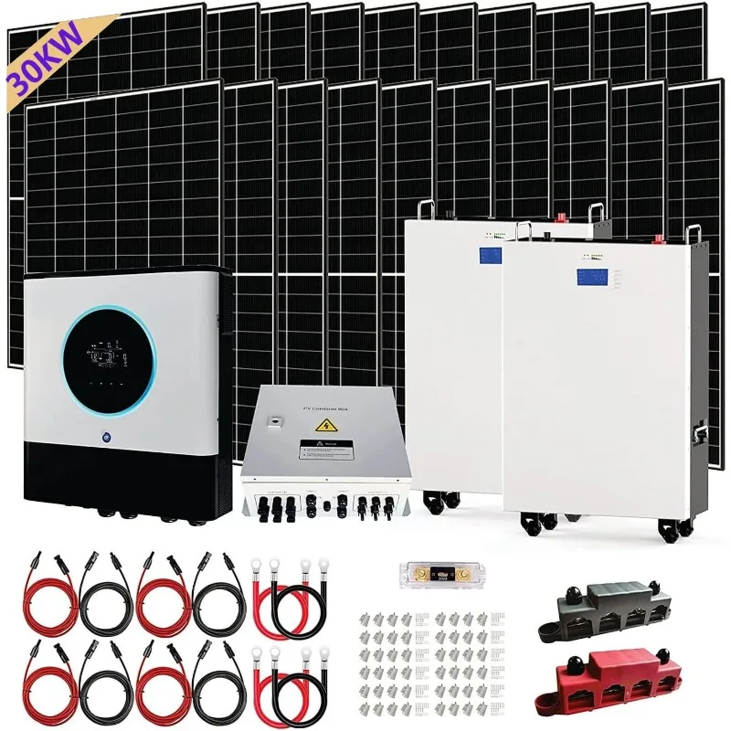 30KW Off Grid Solar System Complete Kit,Energy Storage System,Solar Panels for Homes Complete System,45pcs 450W Solar Panel